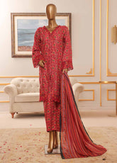 Bin Saeed Fabric - NSM-073-EMB R-64-3 Piece Chikankari Stitched Suit